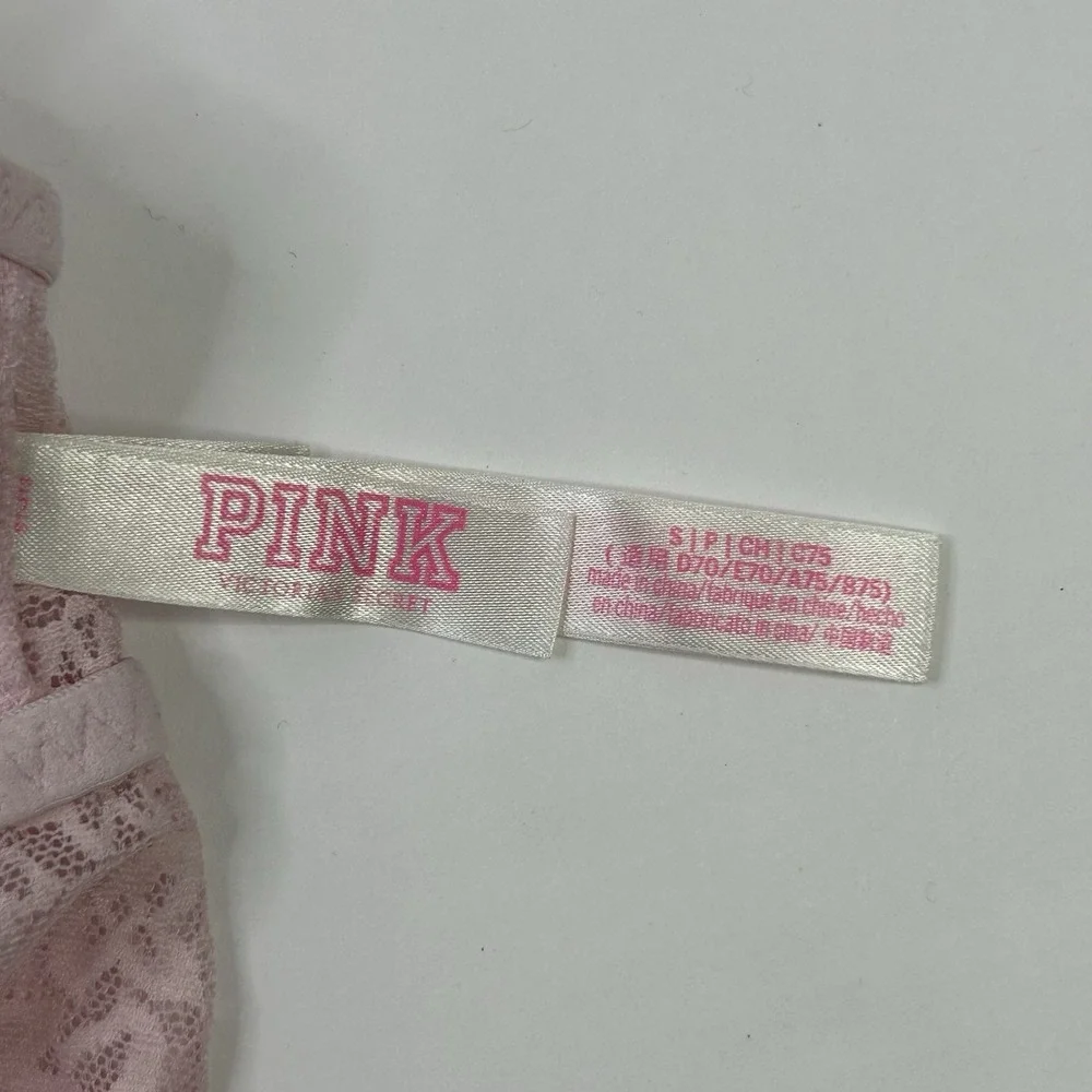 VICTORIA'S SECRET PINK Womens Small Lace Bralette Bra Light Pink Underwire V-day